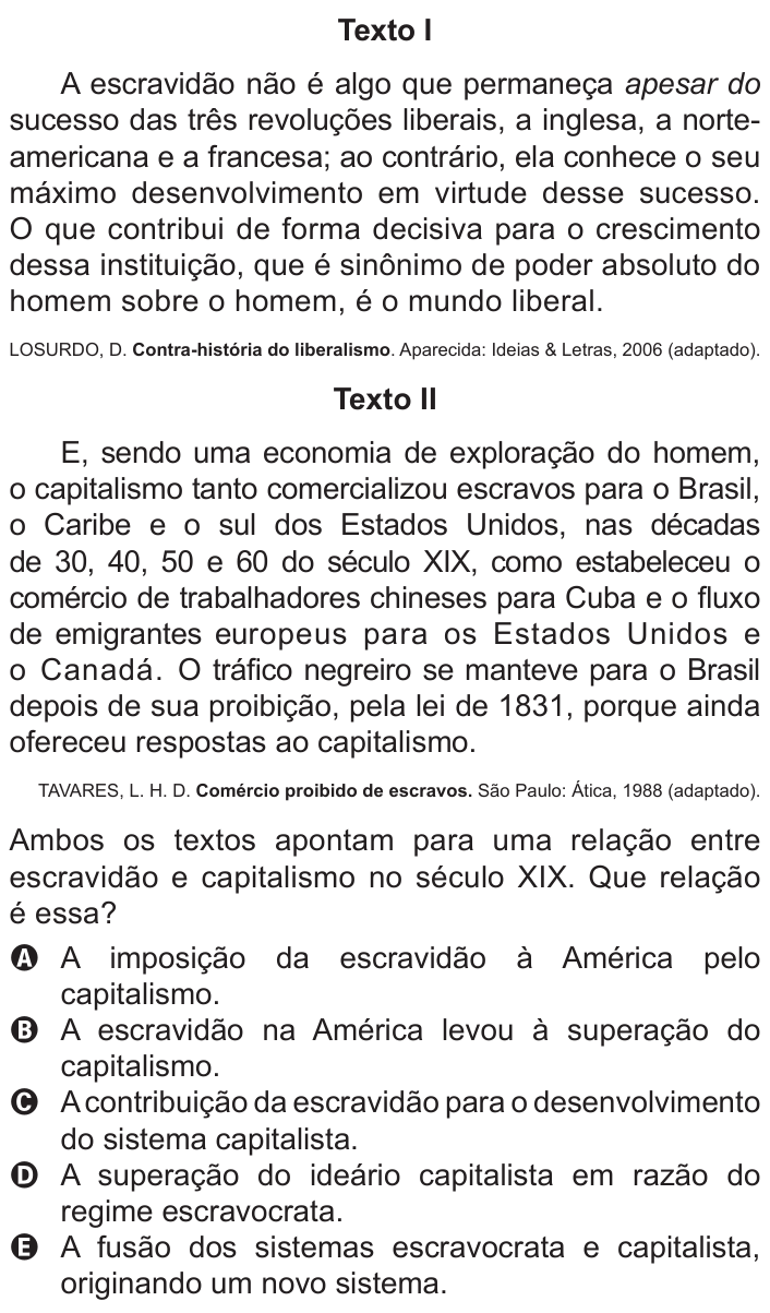 Questão 18 no caderno Branco do ENEM PPL 2011