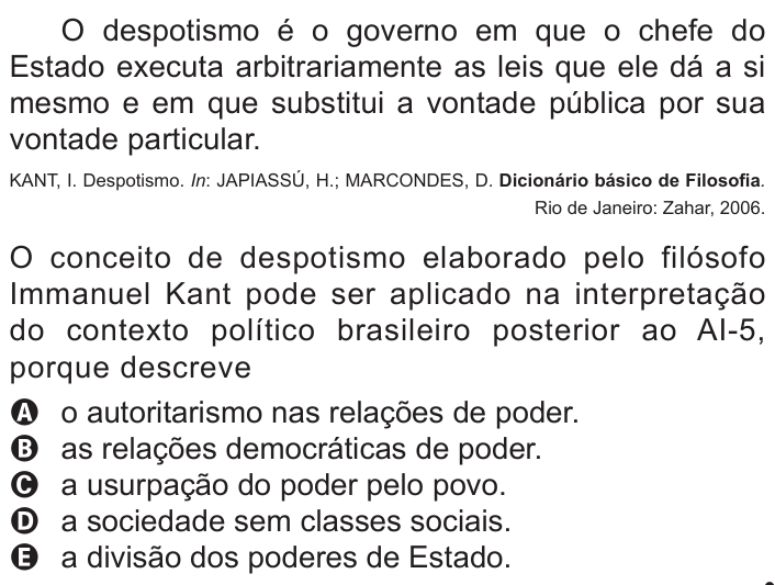 Questão 19 no caderno Branco do ENEM PPL 2011