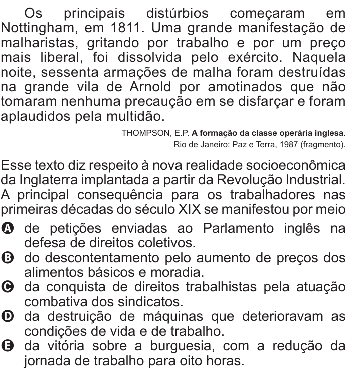 Questão 20 no caderno Branco do ENEM PPL 2011