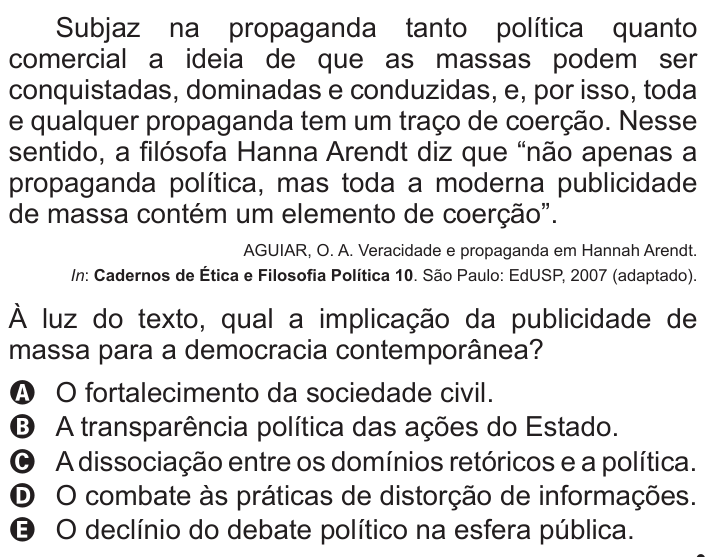 Questão 24 no caderno Branco do ENEM PPL 2011