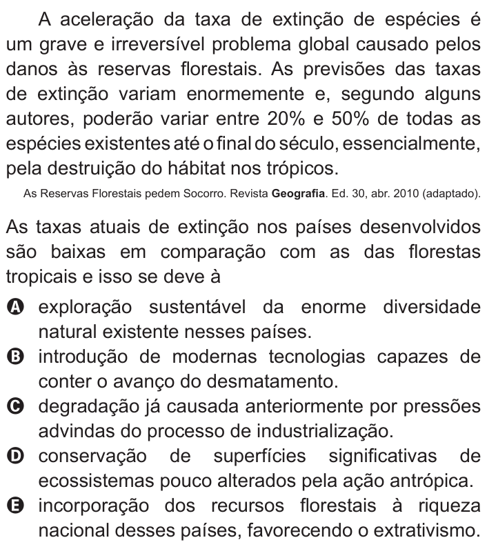 Questão 34 no caderno Branco do ENEM PPL 2011