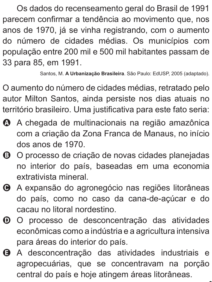 Questão 35 no caderno Branco do ENEM PPL 2011