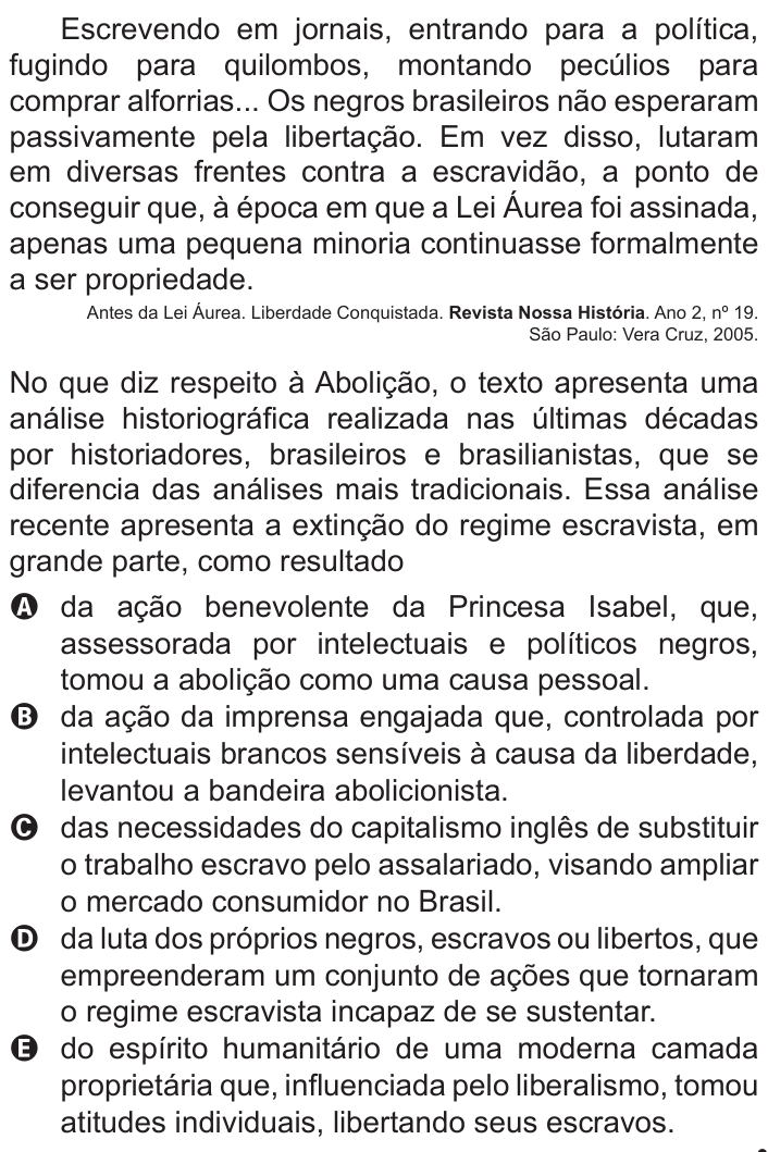 Questão 39 no caderno Branco do ENEM PPL 2011