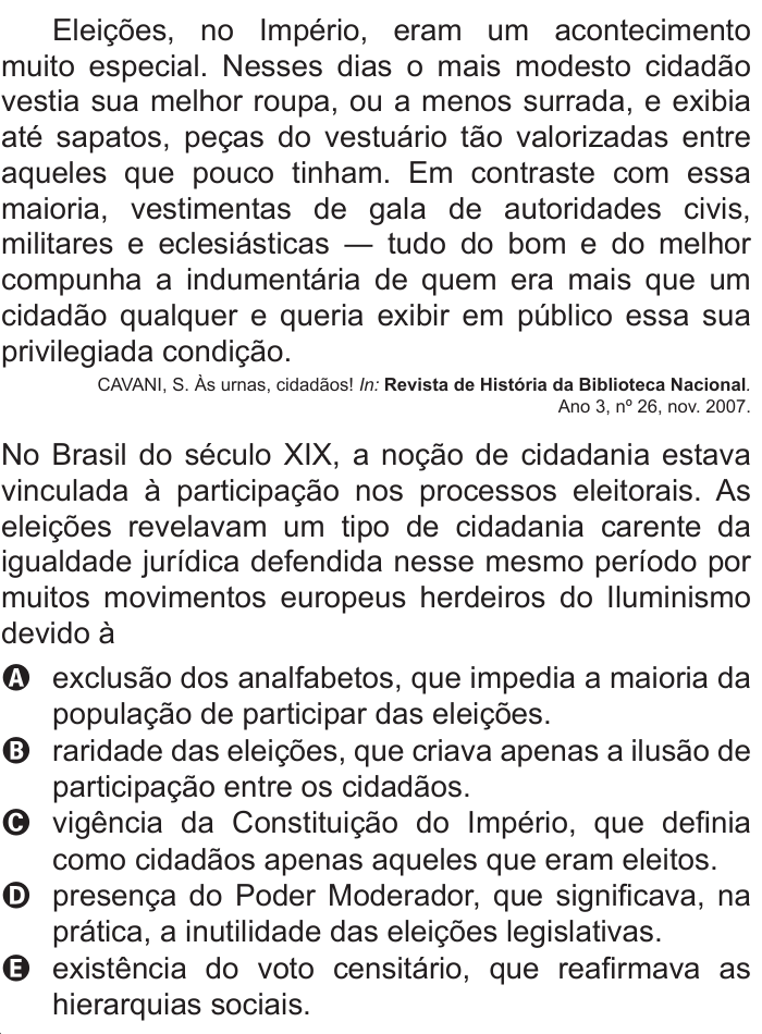 Questão 41 no caderno Branco do ENEM PPL 2011
