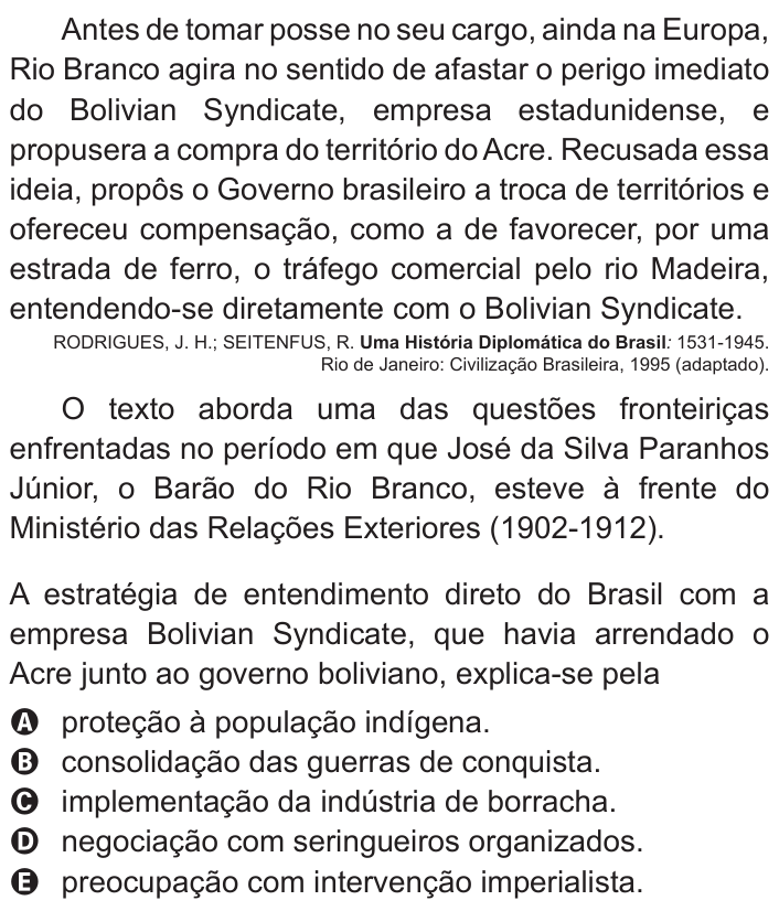 Questão 42 no caderno Branco do ENEM PPL 2011