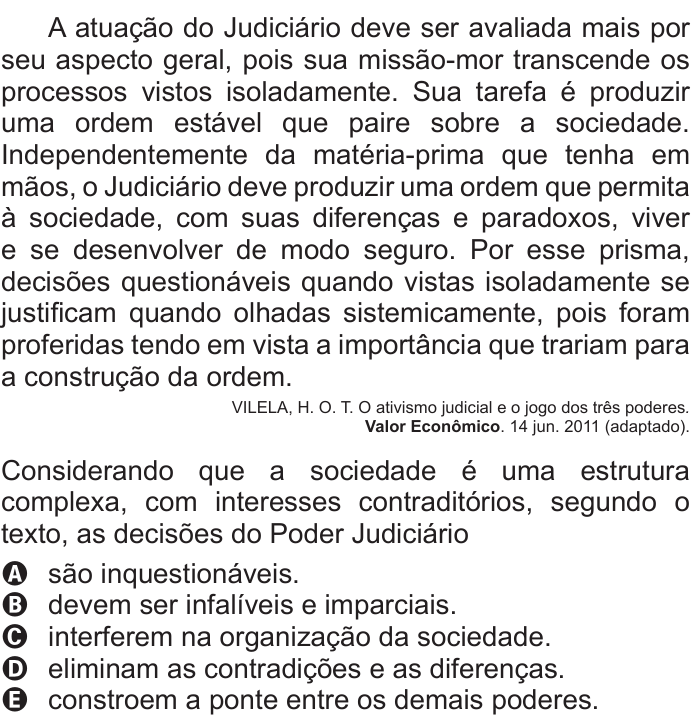 Questão 45 no caderno Branco do ENEM PPL 2011
