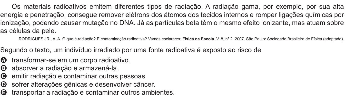 Questão 46 no caderno Branco do ENEM PPL 2011