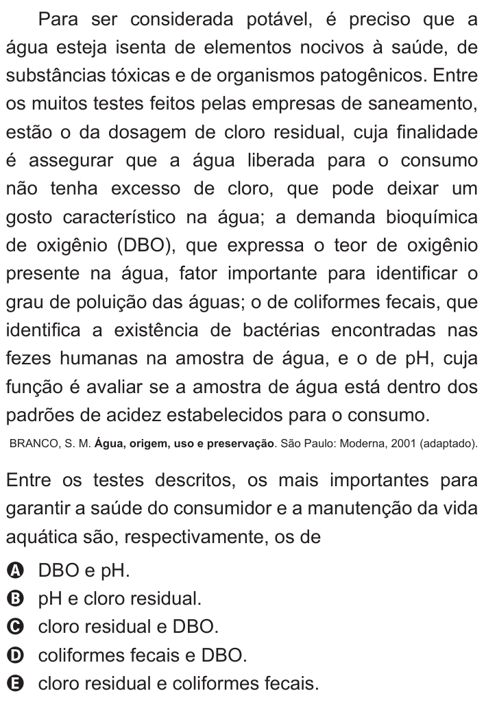 Questão 52 no caderno Branco do ENEM PPL 2011