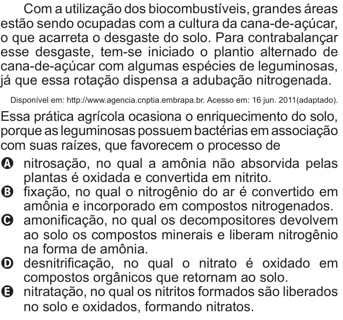 Questão 60 no caderno Branco do ENEM PPL 2011