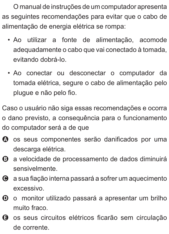 Questão 61 no caderno Branco do ENEM PPL 2011