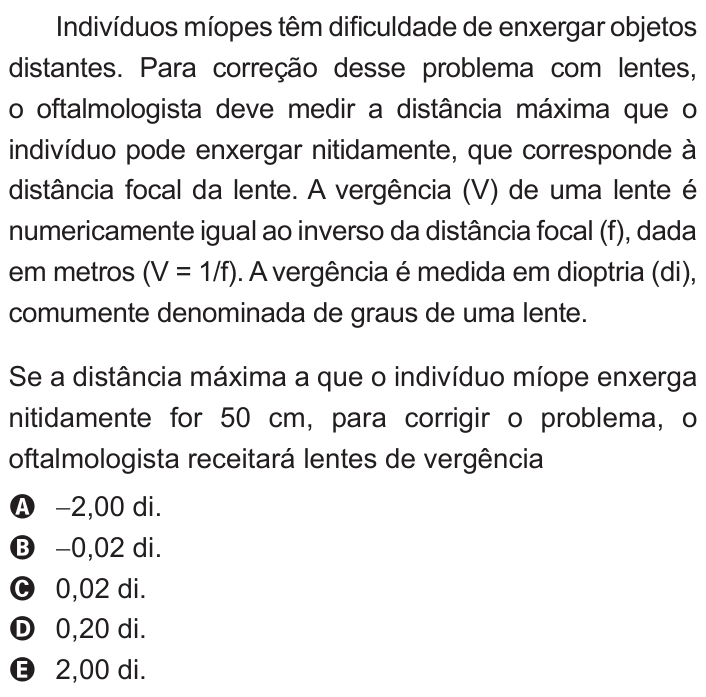 Questão 62 no caderno Branco do ENEM PPL 2011