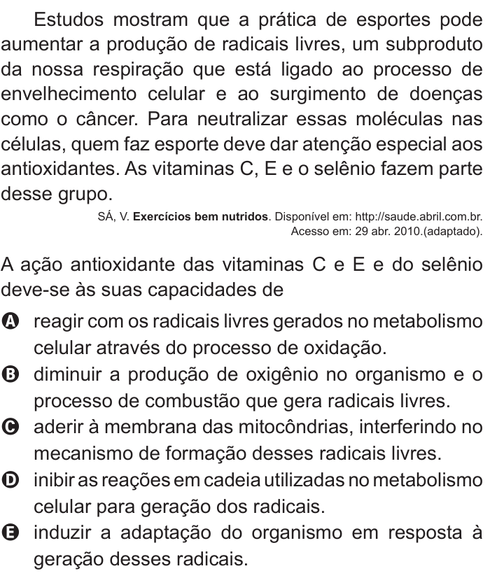Questão 63 no caderno Branco do ENEM PPL 2011