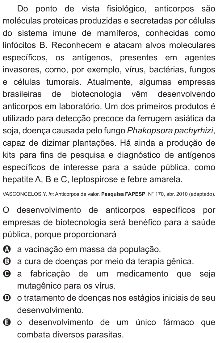 Questão 65 no caderno Branco do ENEM PPL 2011