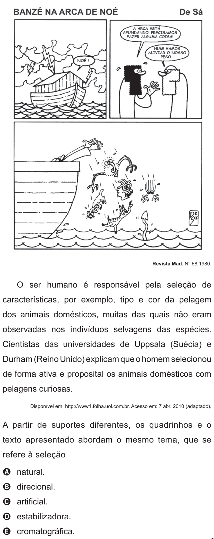 Questão 67 no caderno Branco do ENEM PPL 2011