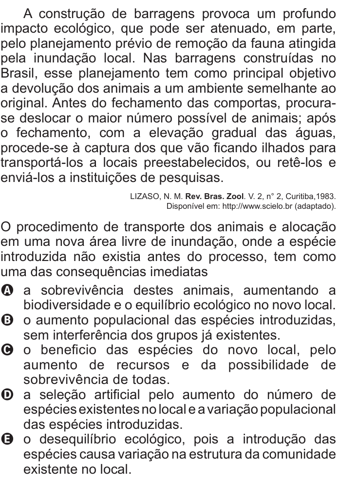 Questão 68 no caderno Branco do ENEM PPL 2011