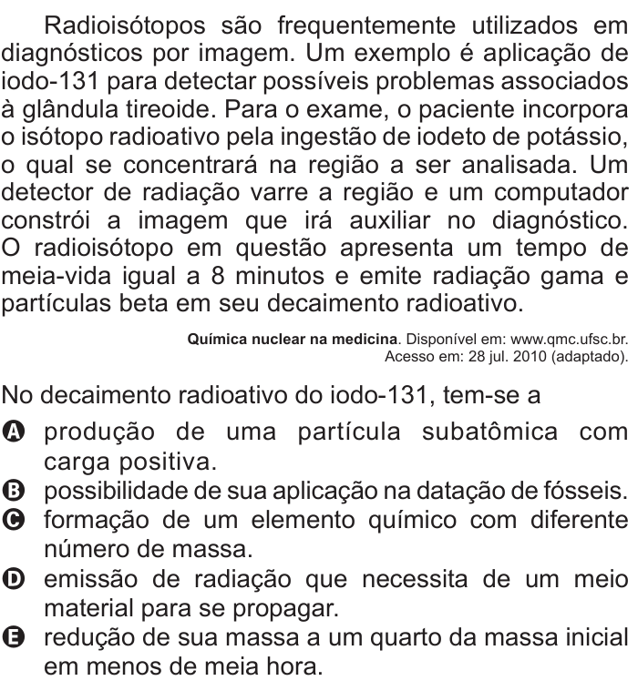 Questão 69 no caderno Branco do ENEM PPL 2011