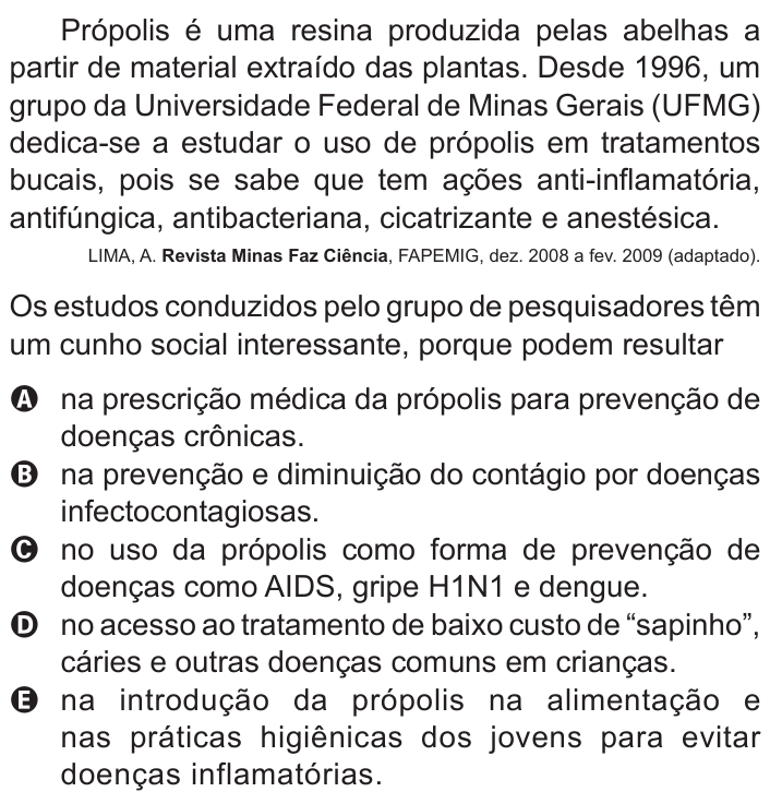 Questão 70 no caderno Branco do ENEM PPL 2011
