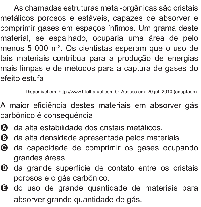 Questão 81 no caderno Branco do ENEM PPL 2011