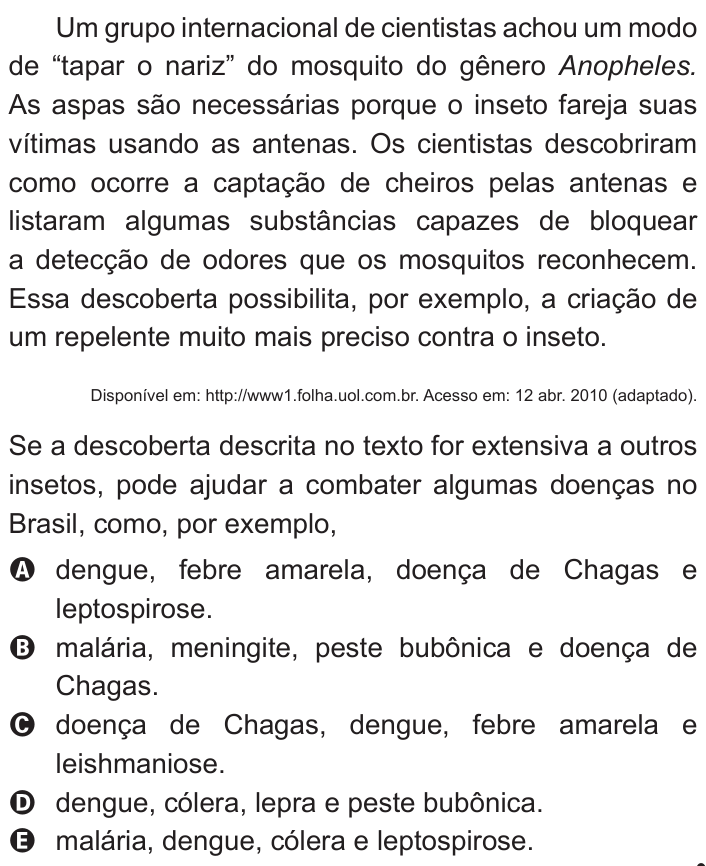 Questão 83 no caderno Branco do ENEM PPL 2011