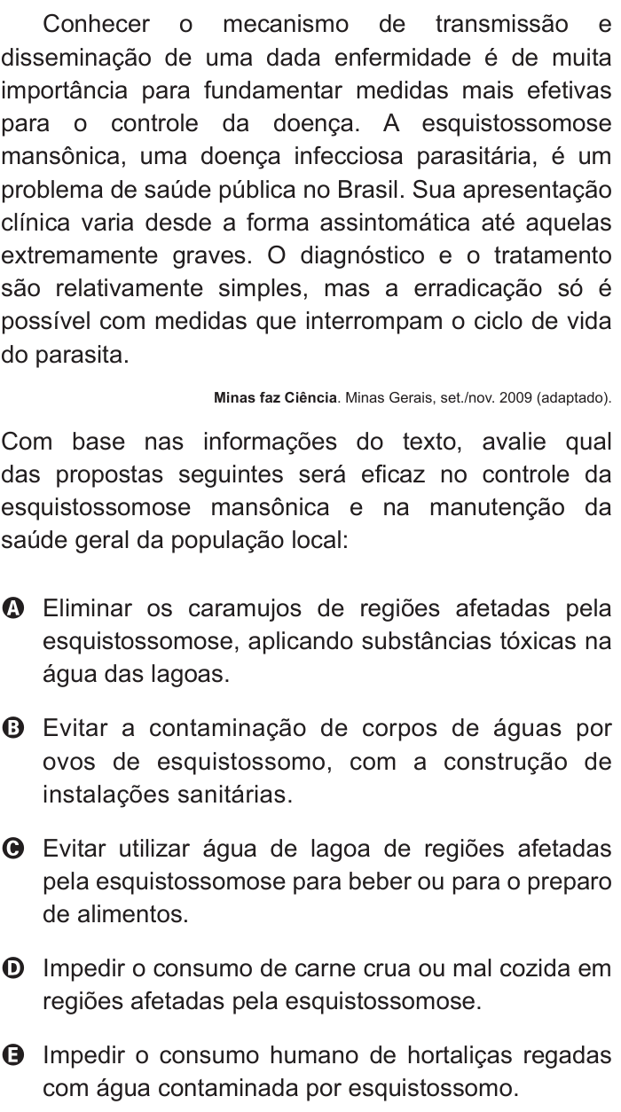 Questão 84 no caderno Branco do ENEM PPL 2011