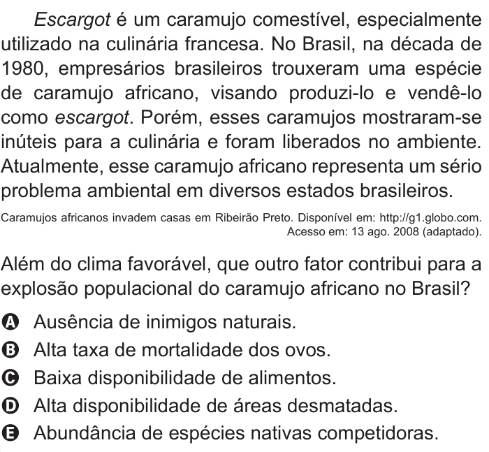 Questão 87 no caderno Branco do ENEM PPL 2011