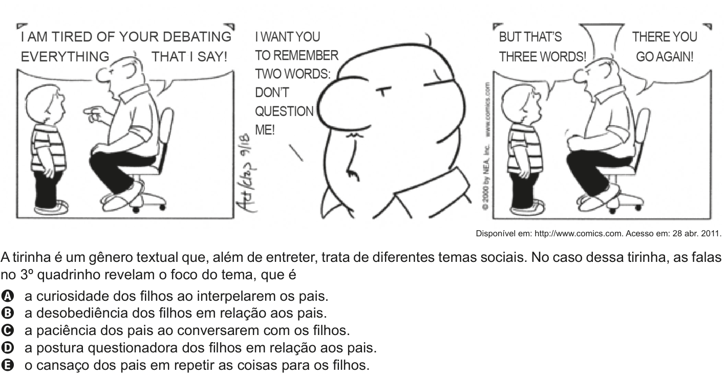 Questão 92 no caderno Cinza do ENEM PPL 2011