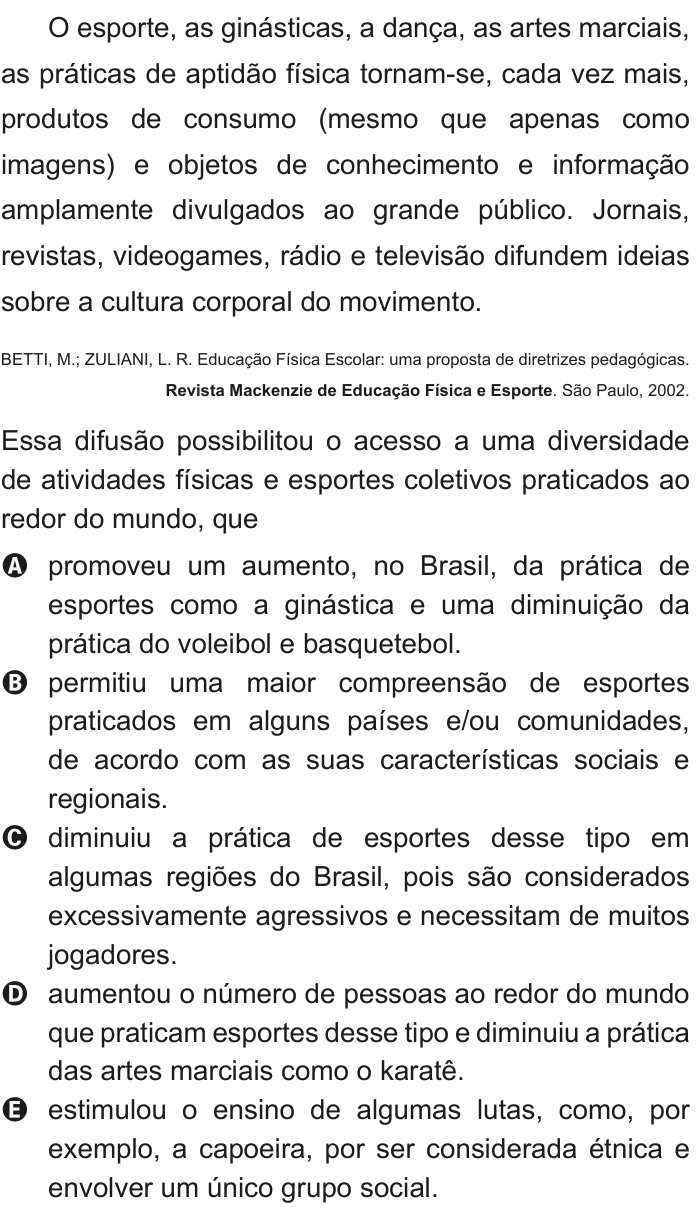 Questão 98 no caderno Cinza do ENEM PPL 2011