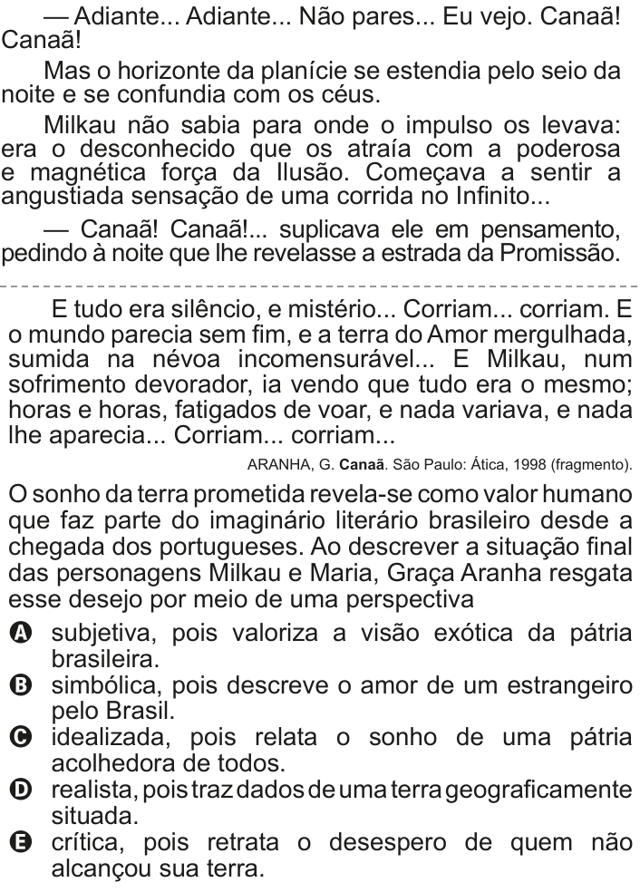 Questão 109 no caderno Cinza do ENEM PPL 2011