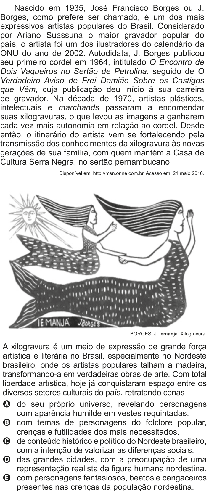 Questão 112 no caderno Cinza do ENEM PPL 2011
