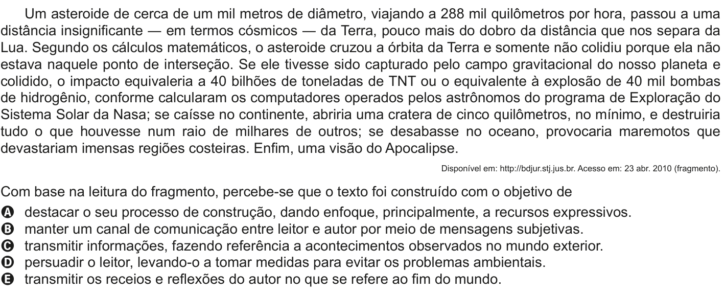Questão 117 no caderno Cinza do ENEM PPL 2011