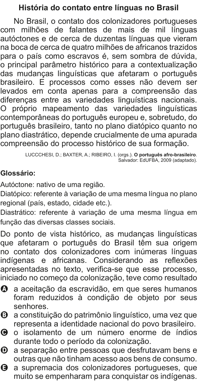 Questão 120 no caderno Cinza do ENEM PPL 2011