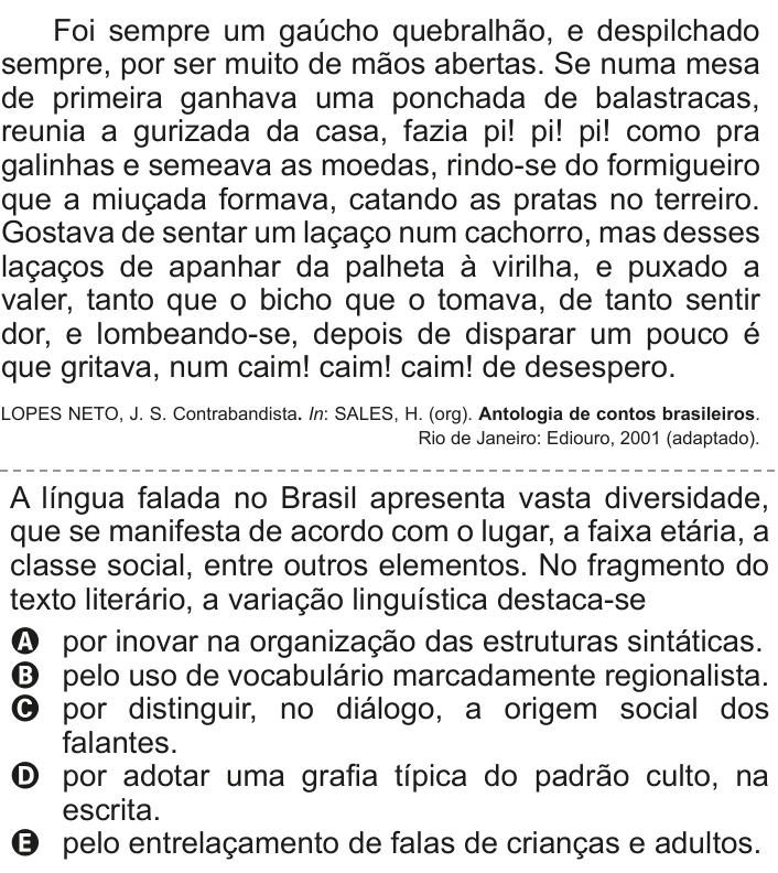 Questão 121 no caderno Cinza do ENEM PPL 2011