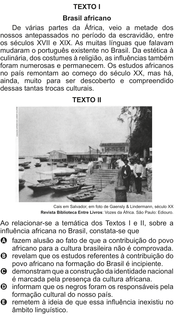 Questão 123 no caderno Cinza do ENEM PPL 2011