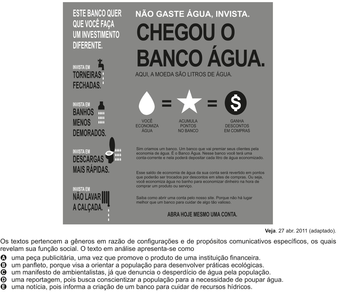Questão 126 no caderno Cinza do ENEM PPL 2011
