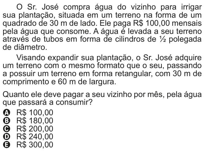 Questão 138 no caderno Cinza do ENEM PPL 2011