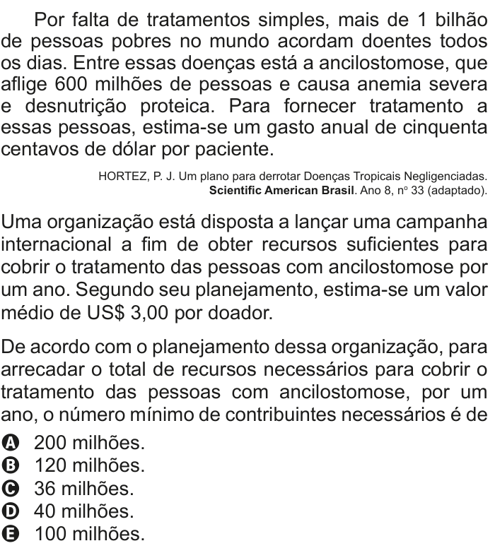 Questão 147 no caderno Cinza do ENEM PPL 2011