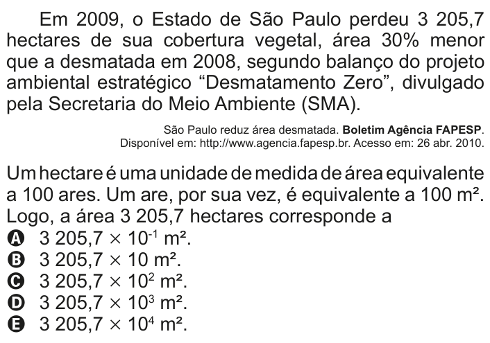 Questão 149 no caderno Cinza do ENEM PPL 2011