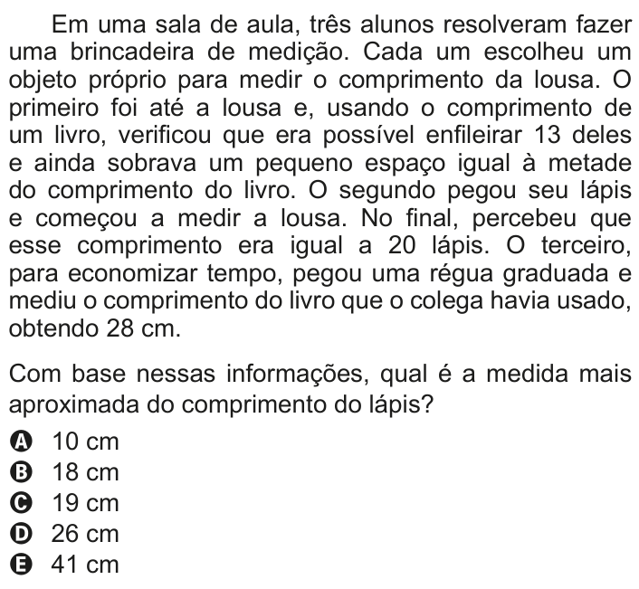 Questão 150 no caderno Cinza do ENEM PPL 2011
