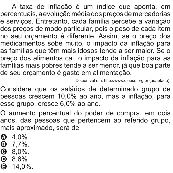 Questão 155 no caderno Cinza do ENEM PPL 2011