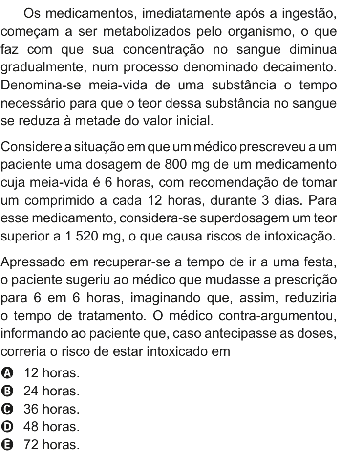 Questão 158 no caderno Cinza do ENEM PPL 2011