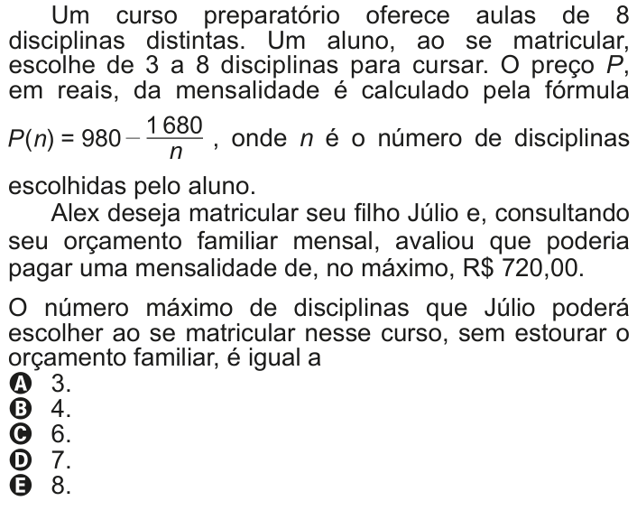 Questão 165 no caderno Cinza do ENEM PPL 2011