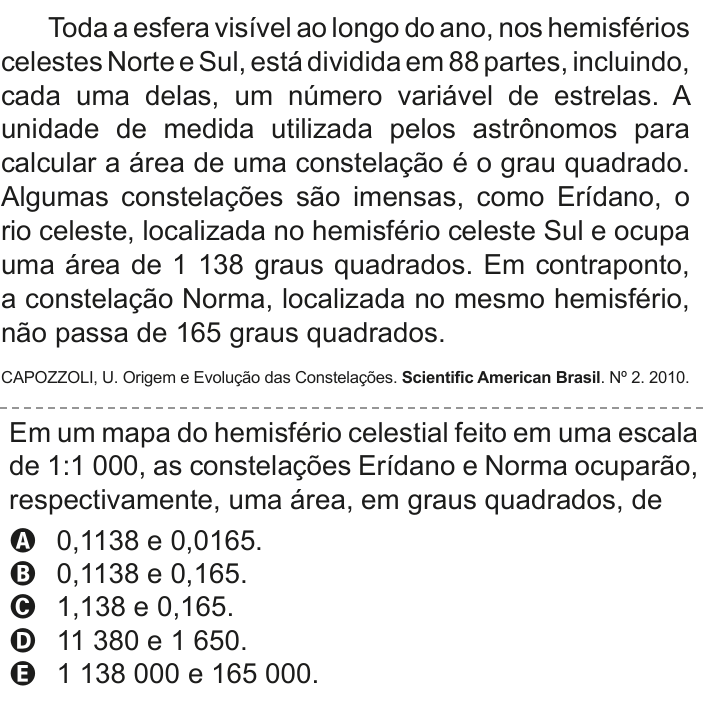 Questão 175 no caderno Cinza do ENEM PPL 2011