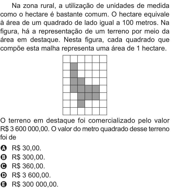 Questão 179 no caderno Cinza do ENEM PPL 2011