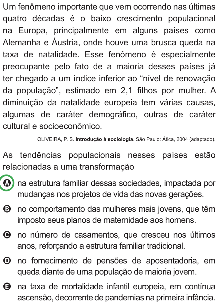 Questão 3 no caderno Azul do ENEM PPL 2010