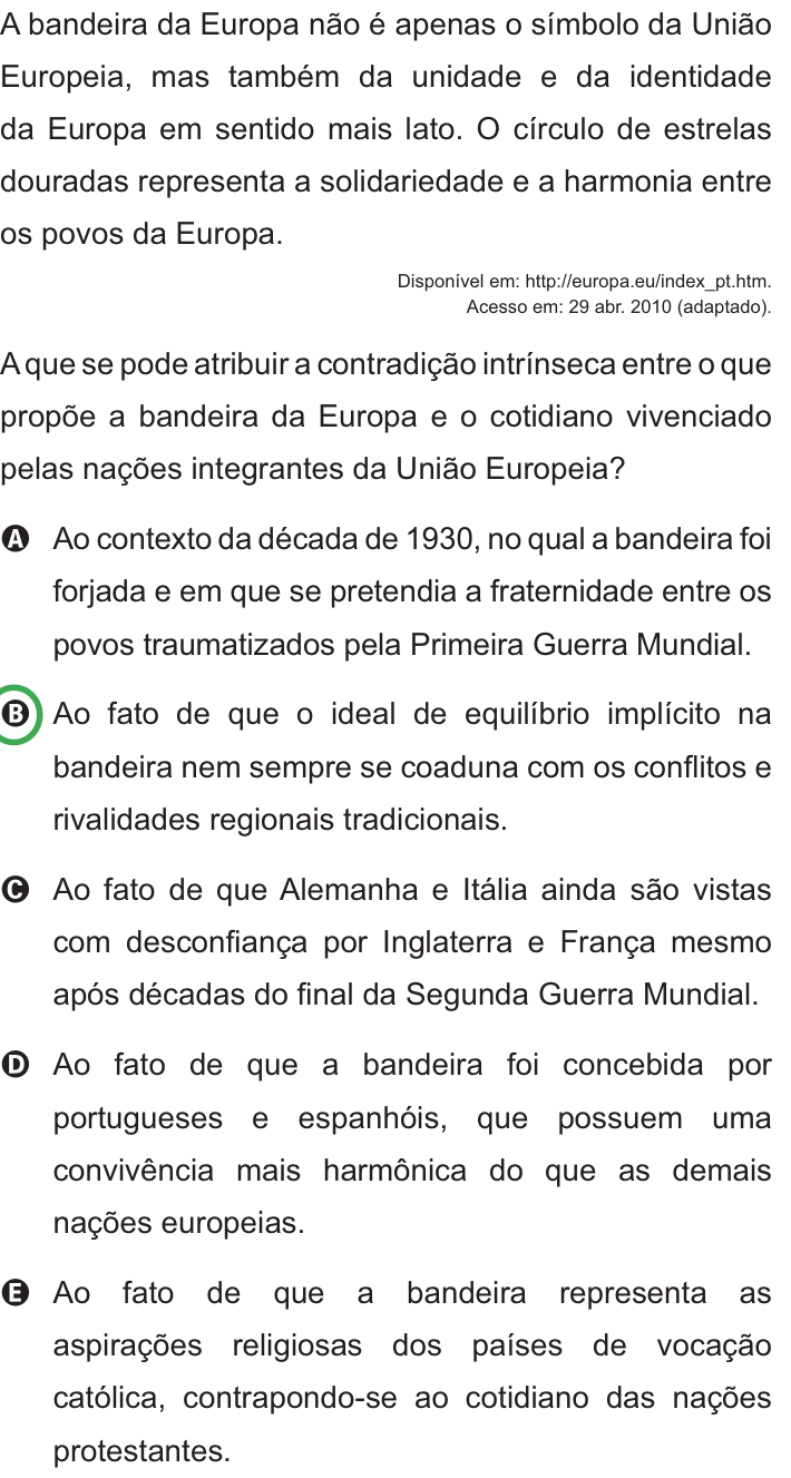 Questão 4 no caderno Azul do ENEM PPL 2010
