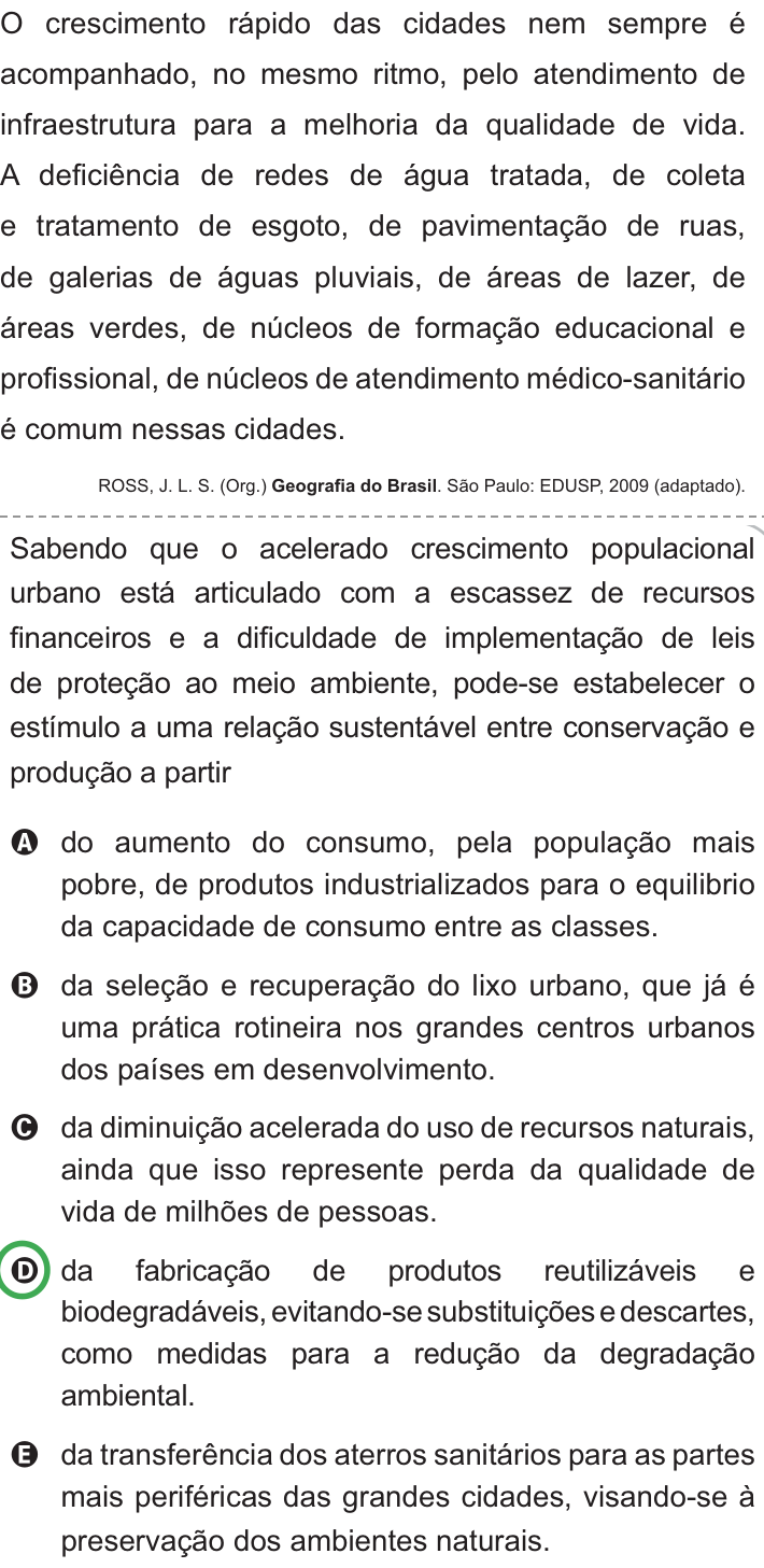 Questão 5 no caderno Azul do ENEM PPL 2010