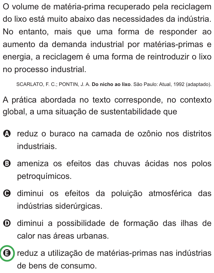 Questão 6 no caderno Azul do ENEM PPL 2010