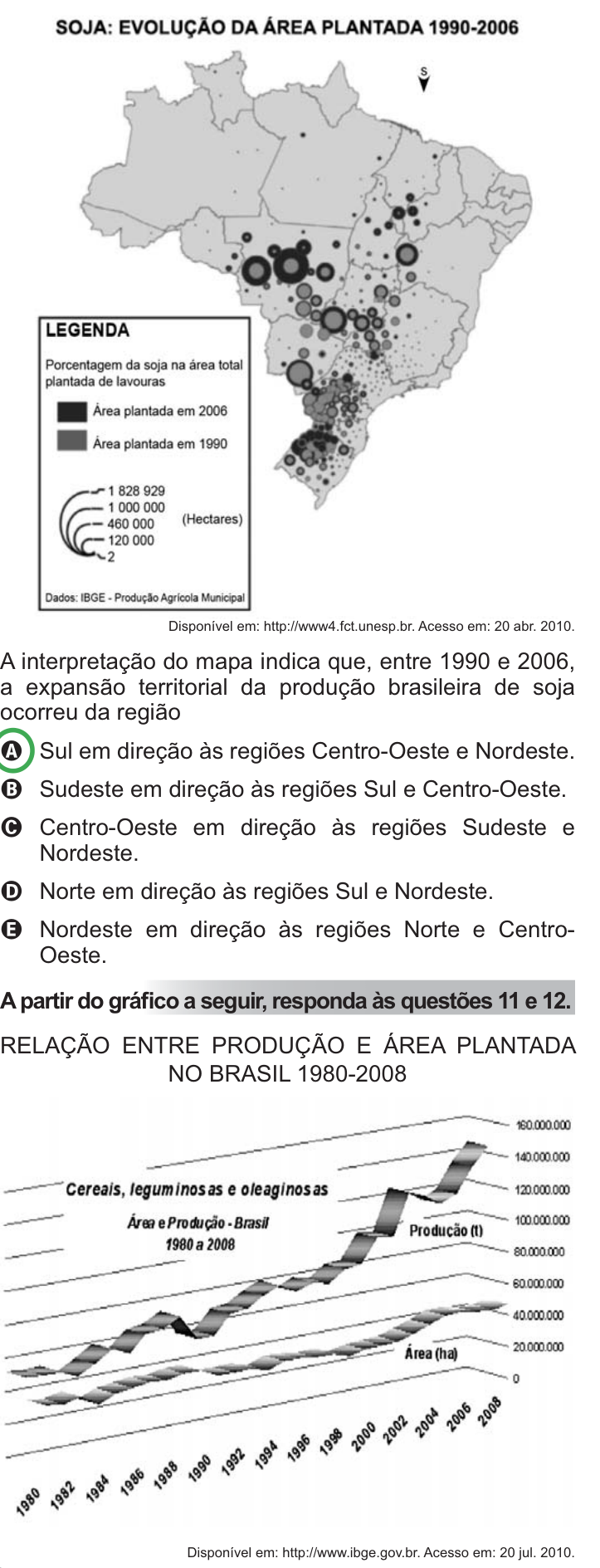 Questão 10 no caderno Azul do ENEM PPL 2010