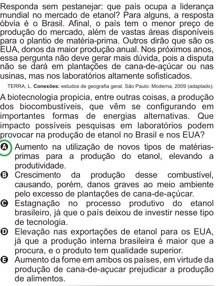 Questão 14 no caderno Azul do ENEM PPL 2010