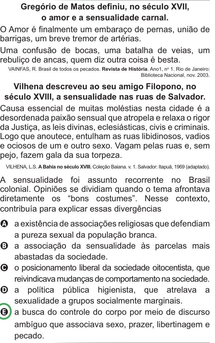 Questão 18 no caderno Azul do ENEM PPL 2010